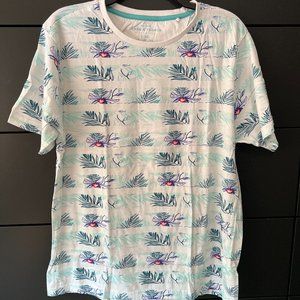 Men's Denim & Flower White Floral Print T-Shirt Used Large